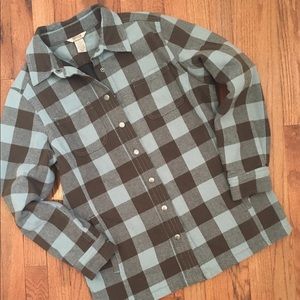 Duluth Black and Teal plaid jacket